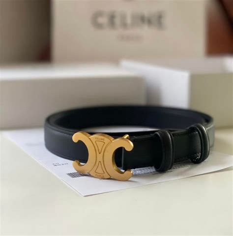 Triomphe leather belt Celine Black size 75 cm in Leather .